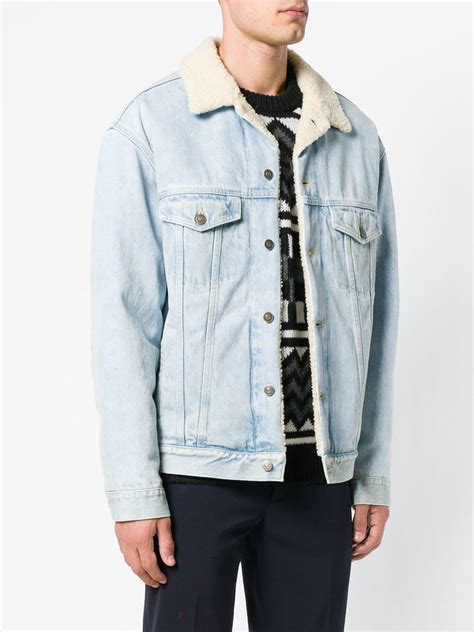 gucci paramount print denim jacket|Gucci gg denim jacket.